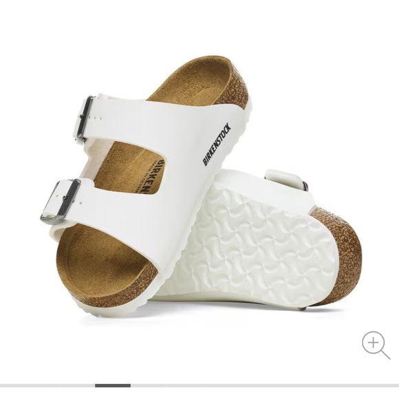 Birkenstock Kids White Sandals with Silver Buckles - Picture 1 of 6